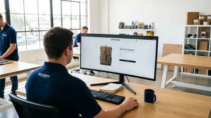 Web design and development on computer screen